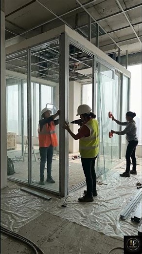 Modern Glass-Walled Office Cabin Timelapse | Premium Workspace Design #newshorts #timelapse #office