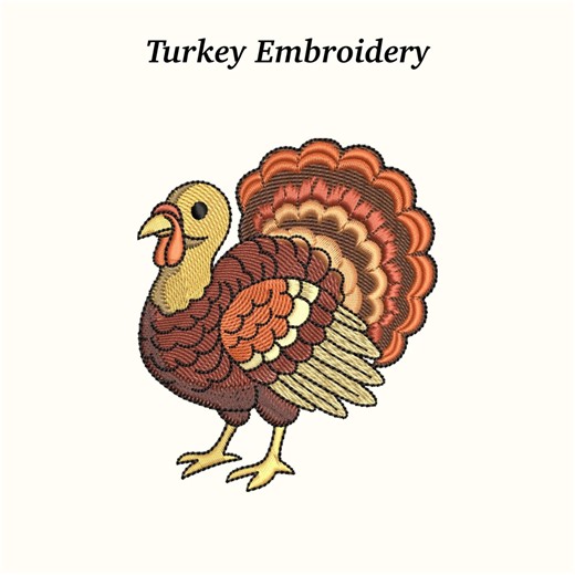 Turkey Embroidery Design - Thanksgiving Bird, 3 Sizes   EMB Format, Instant Download, EMB File Included - Etsy