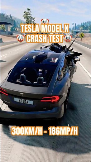 Tesla Model X Crash Test vs Bollard at 30-300 KM/H 🤡💥 #shorts
