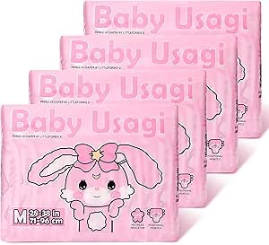 Littleforbig Adult Printed Diaper 40 Pieces (4 Packs) - Baby Usagi (Medium 28"-38")