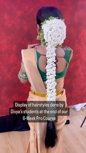 99% of our students who walk into our 6-Week Pro Course are beginners with ZERO KNOWLEDGE on makeovers, especially hairstyling. They’d have never touched someone else’s hair, and here they’re— stepping into our academy to become a pro. AMA Academy’s 6-Week Pro Course is our signature program where we teach six makeover skills emphasizing makeup, hairstyling, and saree draping. Hairstyling plays a crucial role in any makeover, and our young and talented artist/trainer Divya Neelamegam handles tha