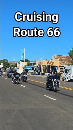 Bikers Rolling Through Seligman on Historic Route 66