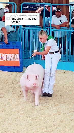 Intense Pig Showing Competition: Girl Dominates the Pig Walk