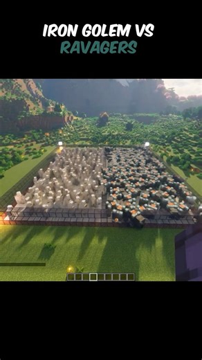 Iron Golem vs. Ravagers: Mob Battle #minecraft #minecraftrealistic #funshorts #minecraftbuilding