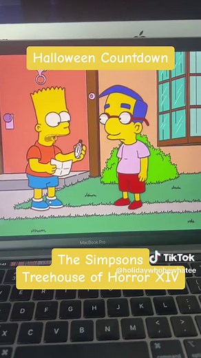 Halloween Countdown - The Simpsons - Treehouse of Horror XIV (Season 15 Episode 1) #halloween #spookyseason #thesimpsons #homersimpson #mattgroening #bartsimpson #professorfrink #frinkenstein #reapermadness #stoptheworldiwannagoofoff #treehouseofhorror #disneyplus #fox #fyp #happyholidays #holidaytiktok