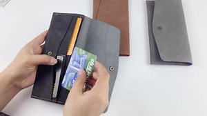 Dark Grey Cash Envelope Wallet - PU Leather Money Bags Budget Cash Holder