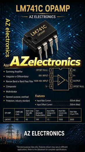LM741C Op-Amp Complete Guide | Pinout, Applications & Working Explained