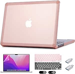 for MacBook Pro 14 inch Case 2021-2024 Release M4 M3 M2 Pro/Max Chip A3185 A3401 A3112 A2992 A2918 A2779 A2442 Heavy Duty Sturdy Shockproof Soft TPU Laptop Protective Cover，Pink
