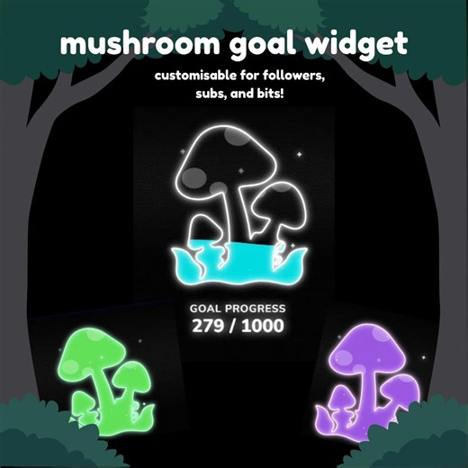 Customizable Mushroom Goal Widget | Twitch, Streamelements, OBS | Follower, Sub, Bit Goal Overlay - Etsy