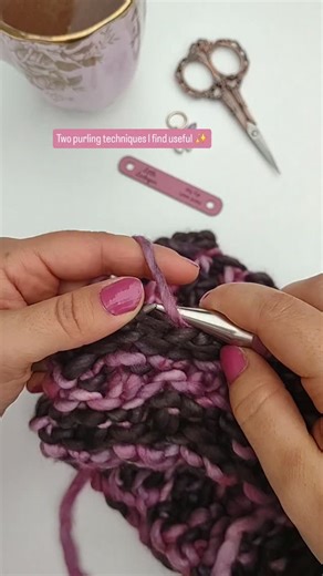 Anna Tucker on Instagram: "Two purling techniques I find useful ✨Both are great for different reasons. . The first purl is great for ribbing (it's my preferred method as it's how I learned to purl). However, I love the modified continental purl when there's a bunch of purls in a row bc it's faster. . How do you like to purl? Comment below. There's no wrong answer!!"