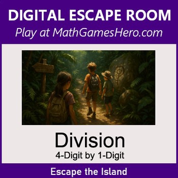 DIVISION 4-Digit by 1-Digit | Digital Math Escape Room Game