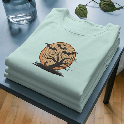 Halloween Tree Bat Embroidery Design (machine File) - Etsy