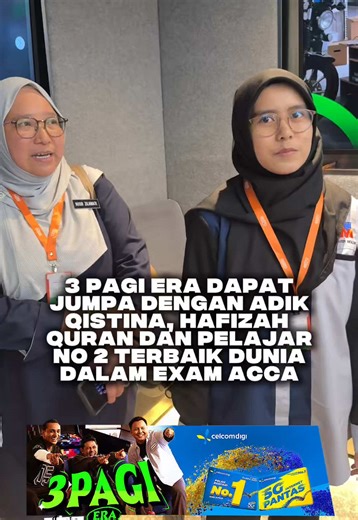 Bukan biasa-biasa, No. 2 dalam dunia tau! Tahniah Adik Qistina atas kejayaan exam ACCA. Dah la Hafizah Quran, bijak pula tu. Definisi sebenar beauty with brains! 💚 #sharERA #3PAGIERA #fyp