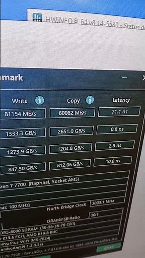 Aida 64 Cache e memory Benchmark 32 GB RAM 6000MHz CL30 Ryzen 7 7700