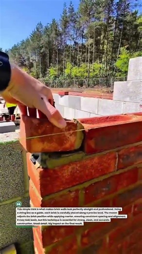 Perfect Brick Alignment Tool Trick #construction #bricklaying #diybuild