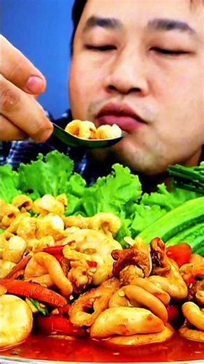 Mukbang Gỏi Ruột Non Heo Siêu Cay 🌶️ Rau Tươi Chất Đầy Mâm Ăn Cực Cuốn | ASMR Mukbang