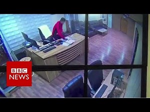 Moment Iran-Iraq quake hits a Dam control room - BBC News