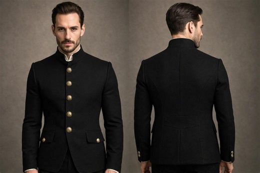 Men’s Black Military Blazer Jacket, Victorian Steampunk Officer Coat, Gothic Wedding Outfit - Etsy