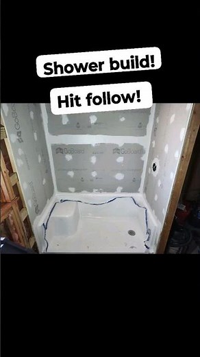 shower build process. shower pan install. go board install.