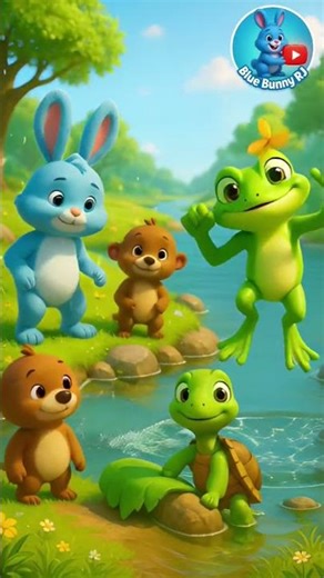 Blue Bunny’s River Rescue 🌊🐰 | Baby Fish Saved by Friends | Cute 3D Cartoon for Kids