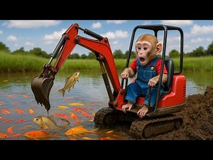 Monkey Nana Builds New Fish Ponds with Excavators | Loc Monkey Life 🐾🚜🐒