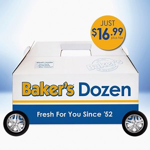 Grab a Baker's Dozen for dinner in a dash! Enjoy a Taco Party (13 Original Tacos), Burrito Party (13 Bean & Cheese Burritos), or Why Choose (7 Original Tacos & 6 Bean & Cheese Burritos) for only $16.99! Get it Delivered or Order Ahead for Pick Up to skip the line! Order now at Order.BakersTK.com or through the Baker's App. | Baker's Drive-Thru