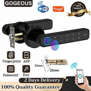 GOGEOUS TUYA smart door lock digital door locks Fingerprint Key TUYA App unlock smart doo lock digital Door Locks for apartment hotel home | Lazada.co.th
