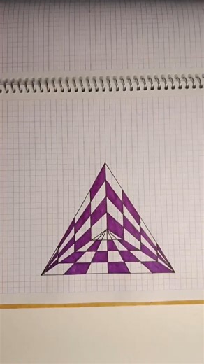 pirámide 3d en perspectiva con un patrón de tablero de ajedrez #shortvideo #art #viralvideo