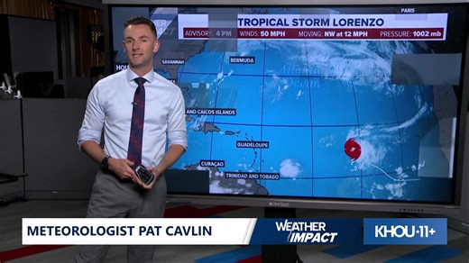 WATCH LIVE: Tropical Storm Lorenzo moves north, tropics quiet as season winds down. Meteorologist Pat Cavlin has the latest forecast. | KHOU 11 News