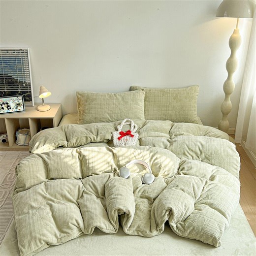 Sage Green Quilted Bedding Set With Pillows for Cozy Bedroom - Etsy