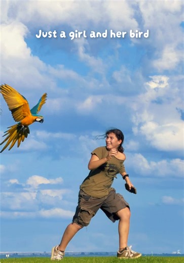 A Girl and Her Macaw: A Beautiful Beach Moment