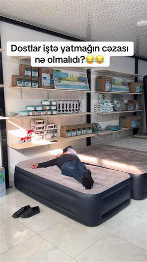 Matraslarımız o qeder rahatdırki əməkdaşımız özünü saxlıya bilmiyib😂😂😂sifariş üçün əlaqə səhvədə qeyd olunub #intexbaku #matras