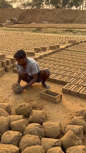 Traditional Brick Making Process 🧱 | From Clay to Solid Brick 😋#brickmaking #brickfactory