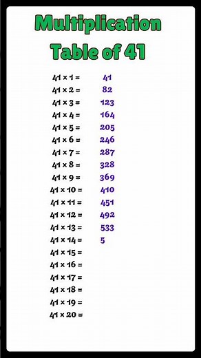 Table of 41 | Multiplication Table 41 #table