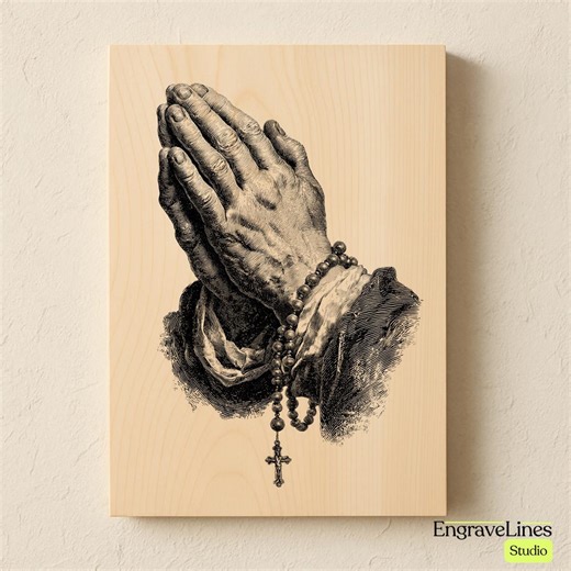 Praying Hands Engraving Design | Christian Laser Engraving PNG SVG JPG | Religious Wood Engraving Art | Prayer Hands Vintage Illustration - Etsy