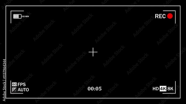 View Camera Frame Overlay background with alpha channel, background with alpha, background with alpha channel 4K animated Stock Video