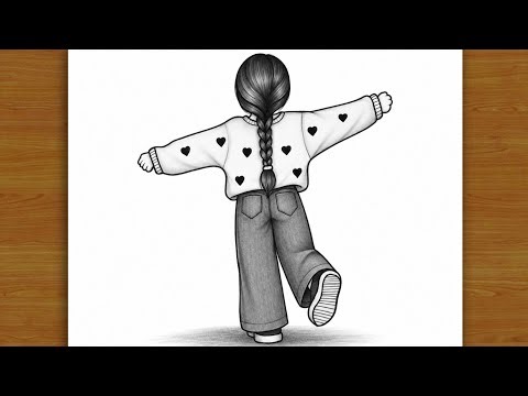 Easy Girl Backside Drawing 👧 | Easy drawing for beginners | Aesthetic Drawing | Pencil sketch | Art