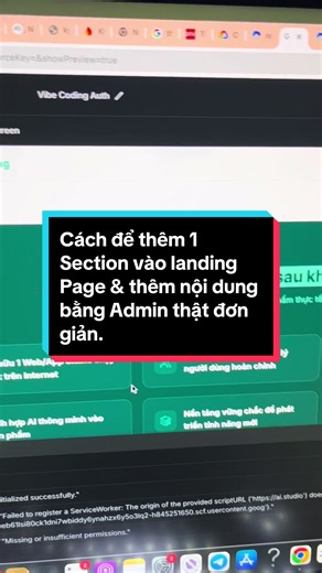 Vibe Coding 44: Cách để thêm 1 Section vào landing Page & thêm nội dung bằng Admin thật đơn giản. #laptrinhai #congnghe #vibecoding #learnontiktok #thietkewebsite #ongchuvibecoding