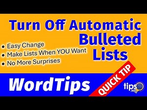 Turning Off Automatic Bulleted Lists