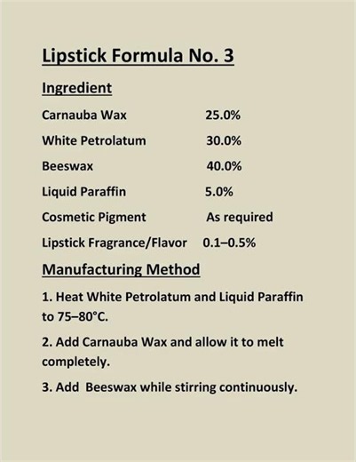 How to make Lipstick 3 Simple manufacturing Formula | Lipstick 3 Famous Formulas with %