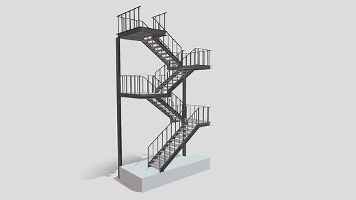 Steel stair - Download Free 3D model by bighlerm8888