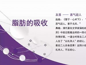 脂肪的吸收：混合微胶粒，乳糜微粒；淋巴途径，血液途径