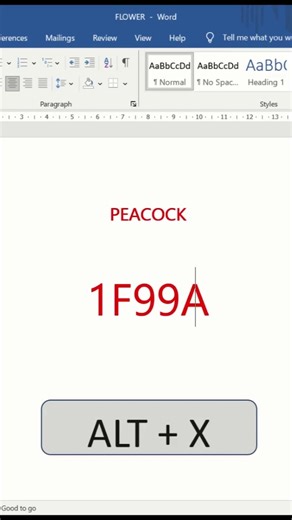 Ms. Word symbol shortcut key (Peacock 🦚) #shorts