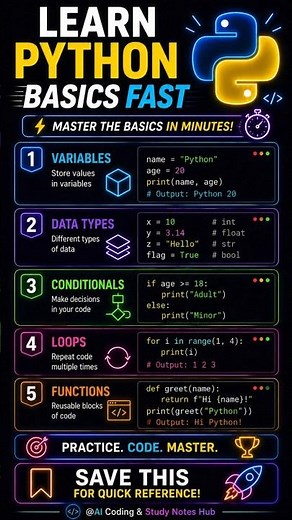 Stop Scrolling! Learn Python Basics Fast With This Beginner Cheat Sheet 🚀 #shorts #coding