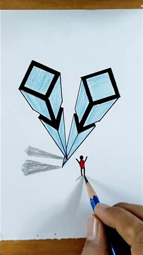 Easy 3D Drawing on paper 😱 #viralshort