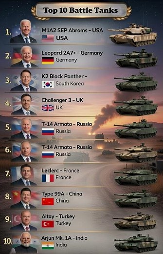Top 10 Battle Tanks Ranked 2026 – M1 Abrams, Leopard 2A7, K2 Black Panther!