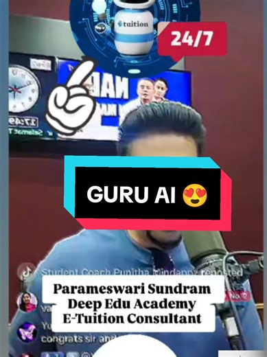 (👉GURU AI )= Artificial Intelligence.. Guru AI is a smart digital teacher that helps students learn better, anytime, anywhere. 24/7 Learning Support AI-powered chat or tools help students learn anytime, even after class hours. #ParameswariSundram #etuitionconsultant #DeepEduAcademy