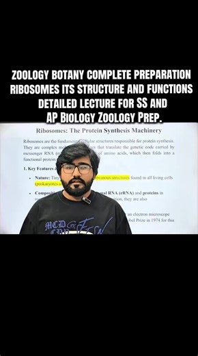 zoology botany complete preparation ribosomes its structure and functions detailed lecture for SS and AP Biology Zoology Prep.