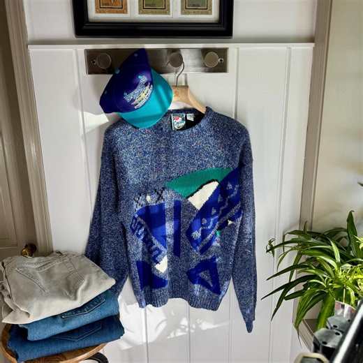 90s Concrete Sweater, Abstract Pullover, Geometric Shapes - Etsy