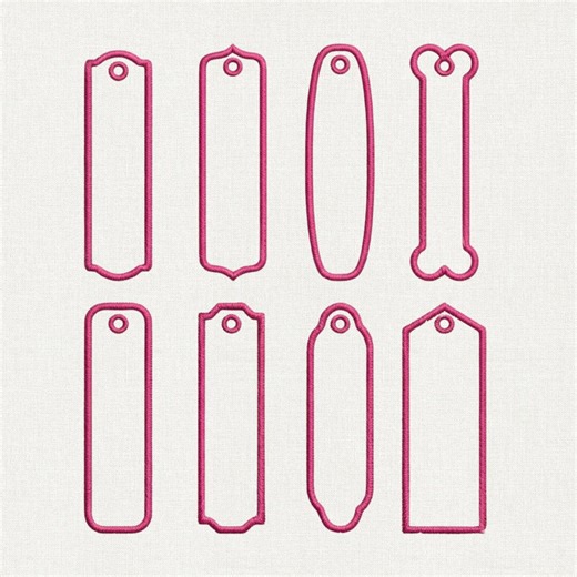 ITH Pink Bookmark Machine Embroidery Design, Long Bag Tag Embroidery Design, Blank Shapes Applique Embroidery File Instant Download - Etsy